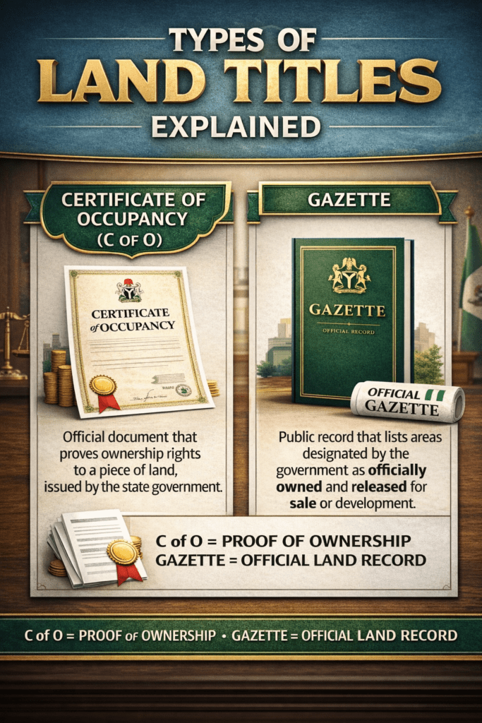 Types of Land Titles Explained: C of O and Gazette