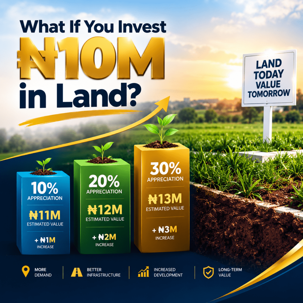 What if you invest #10M in land today?possible appreciation scenarios